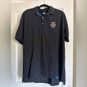 Men’s GUC polo 115 years anniversary shirt blue double cobalt blue piping sides